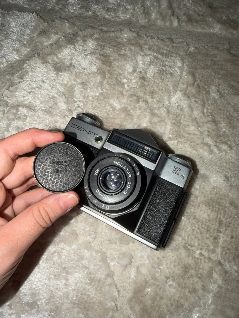 VINTAGE Zenit-E 35mm Film Camera with Helios 58mm Lens + Original Cases & Strap